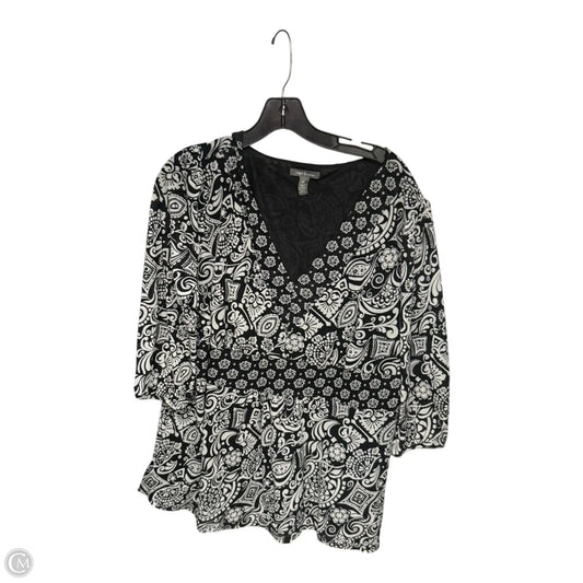 Top 3/4 Sleeve By Apt 9 In Black & White, Size: 2x