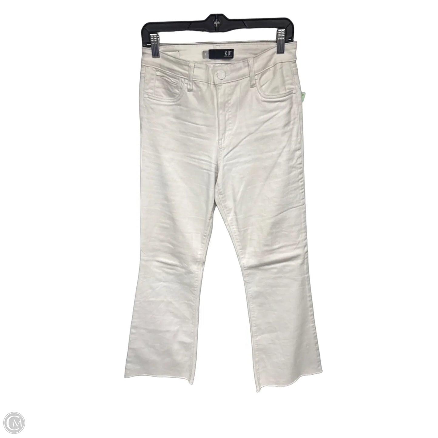 Jeans Flared By Kut In White Denim, Size: 4