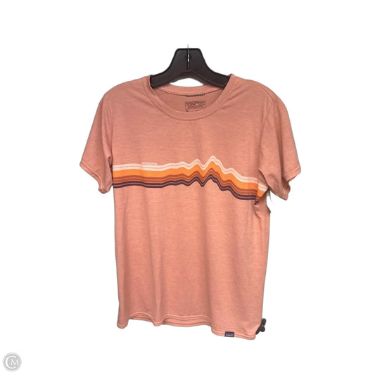 Top Short Sleeve By Patagonia In Orange & Pink, Size: M