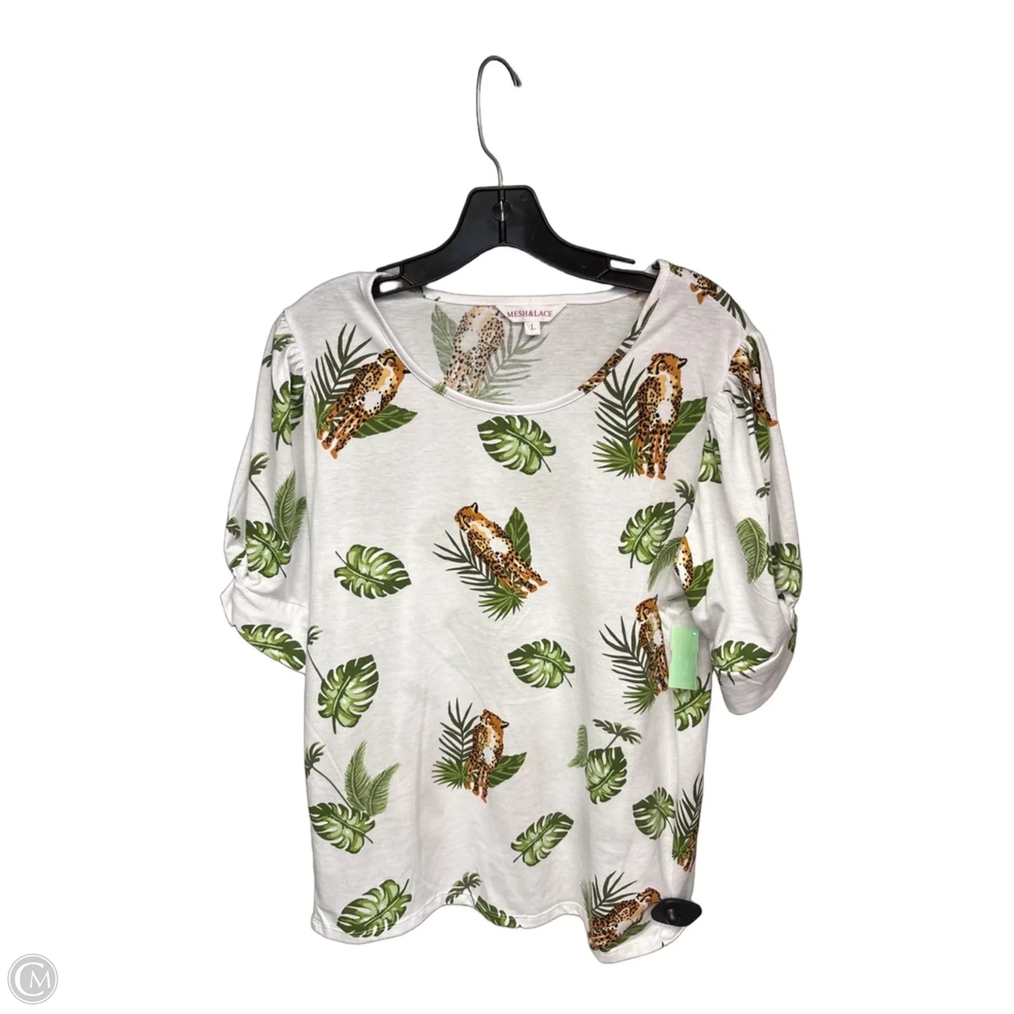 Top Short Sleeve By Cmf In Animal Print, Size: L