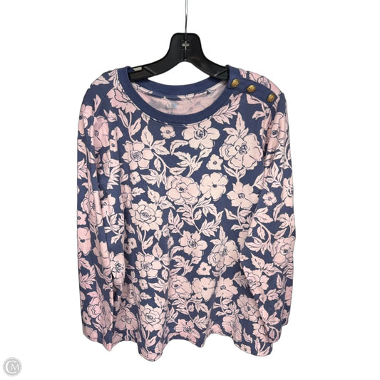 Top Long Sleeve By Croft And Barrow In Blue & Pink, Size: 2x