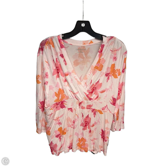 Top Long Sleeve By Croft And Barrow In Orange & Pink, Size: Xl