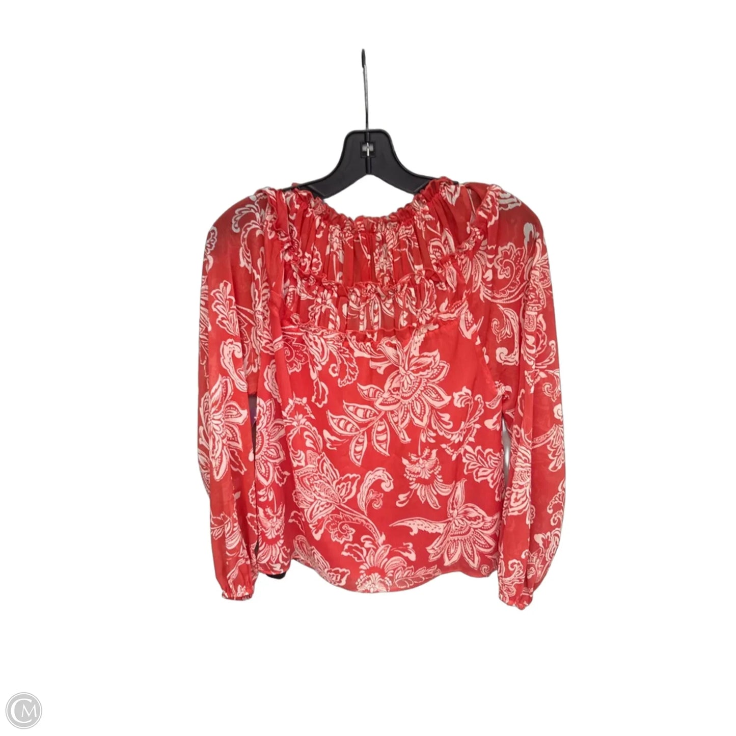 Blouse Long Sleeve By Evereve In Orange, Size: Xs