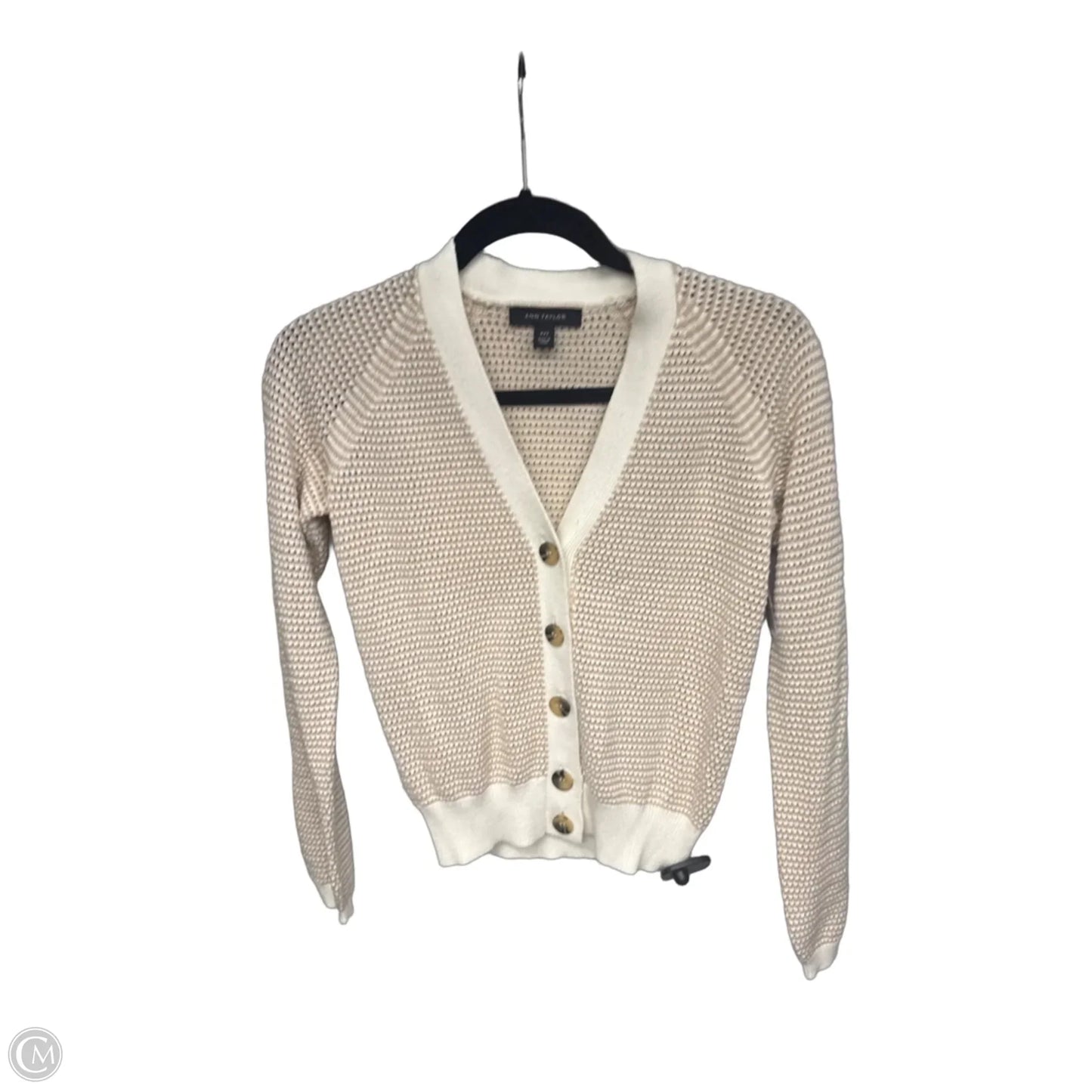 Cardigan By Ann Taylor In Tan & White, Size: Xxs