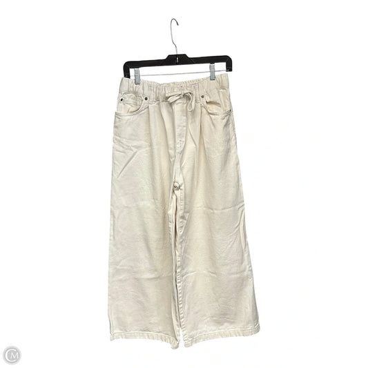Pants Wide Leg By Zara In Cream Denim, Size: M