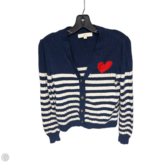 Sweater Cardigan By Loft In Striped Pattern, Size: S