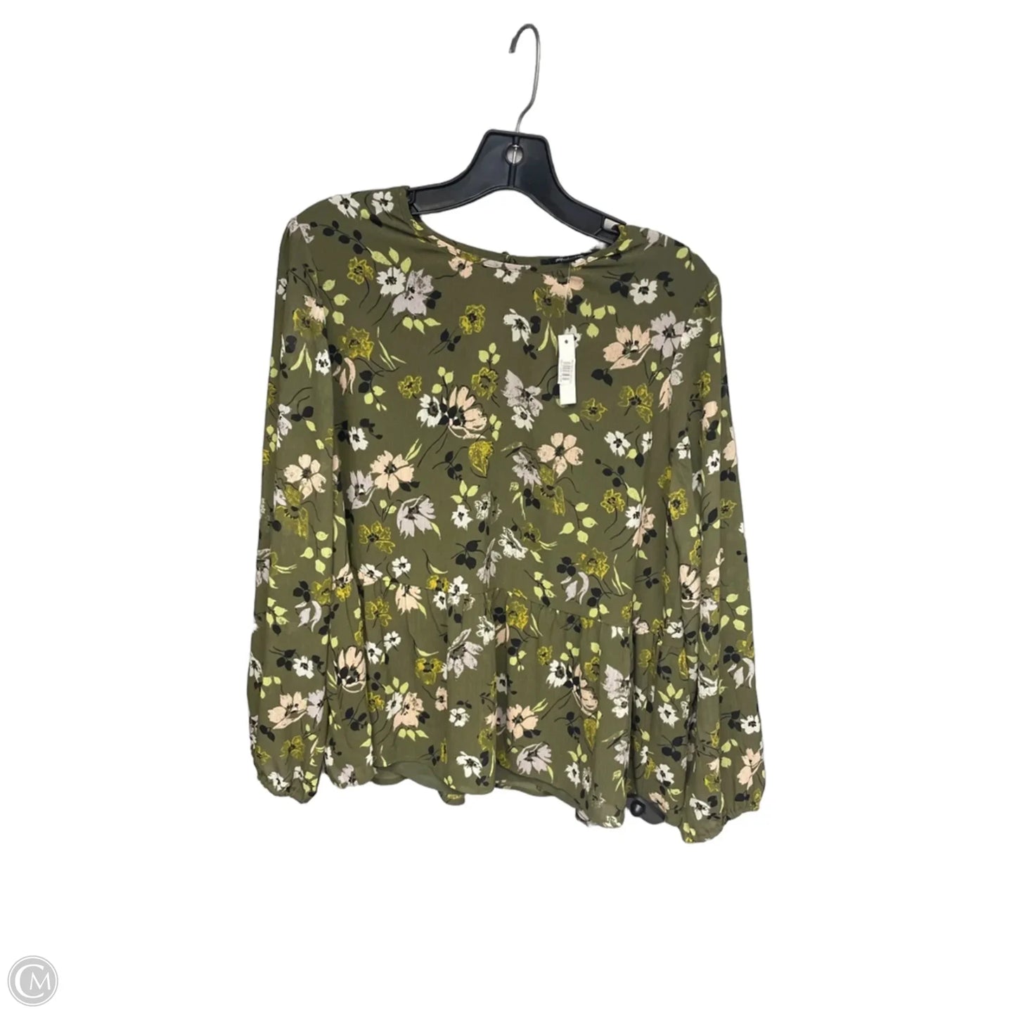 Blouse Long Sleeve By Madewell In Green & Yellow, Size: L