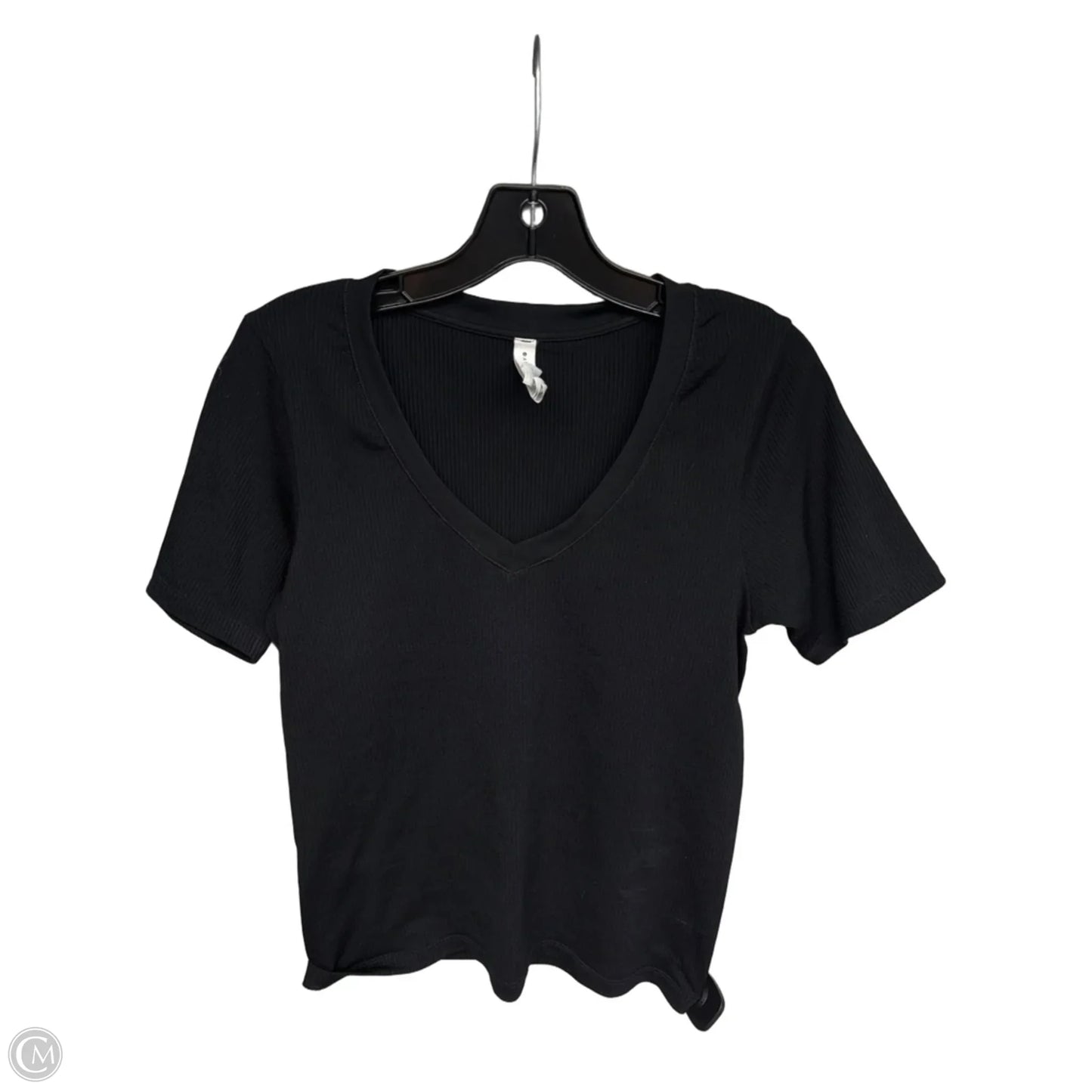 Athletic Top Short Sleeve By Athleta In Black, Size: L