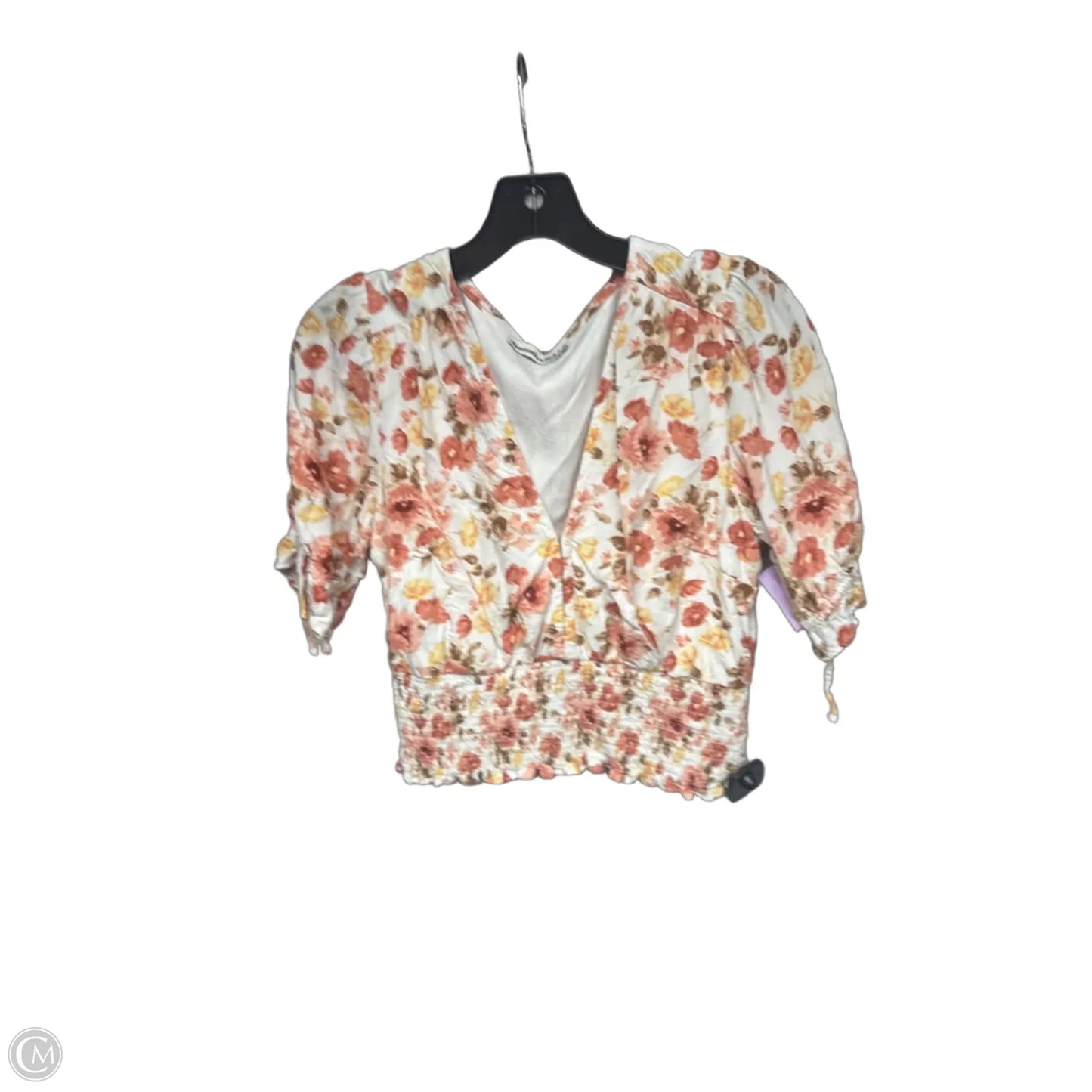 Top Short Sleeve By Abercrombie And Fitch In Orange & Yellow, Size: M