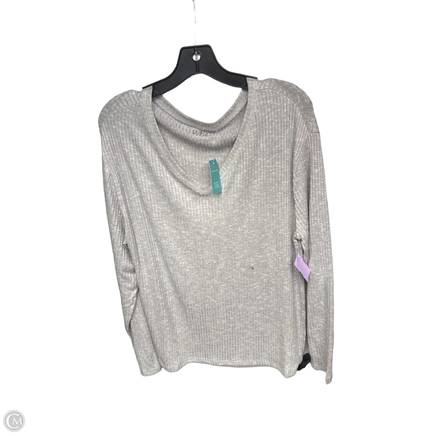 Top Long Sleeve Basic By Maurices In Grey, Size: L