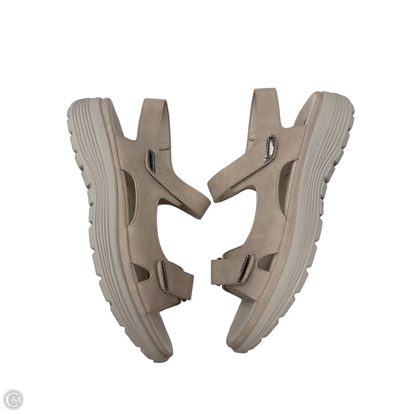 Sandals Heels Wedge By Clothes Mentor In Beige, Size: 9.5