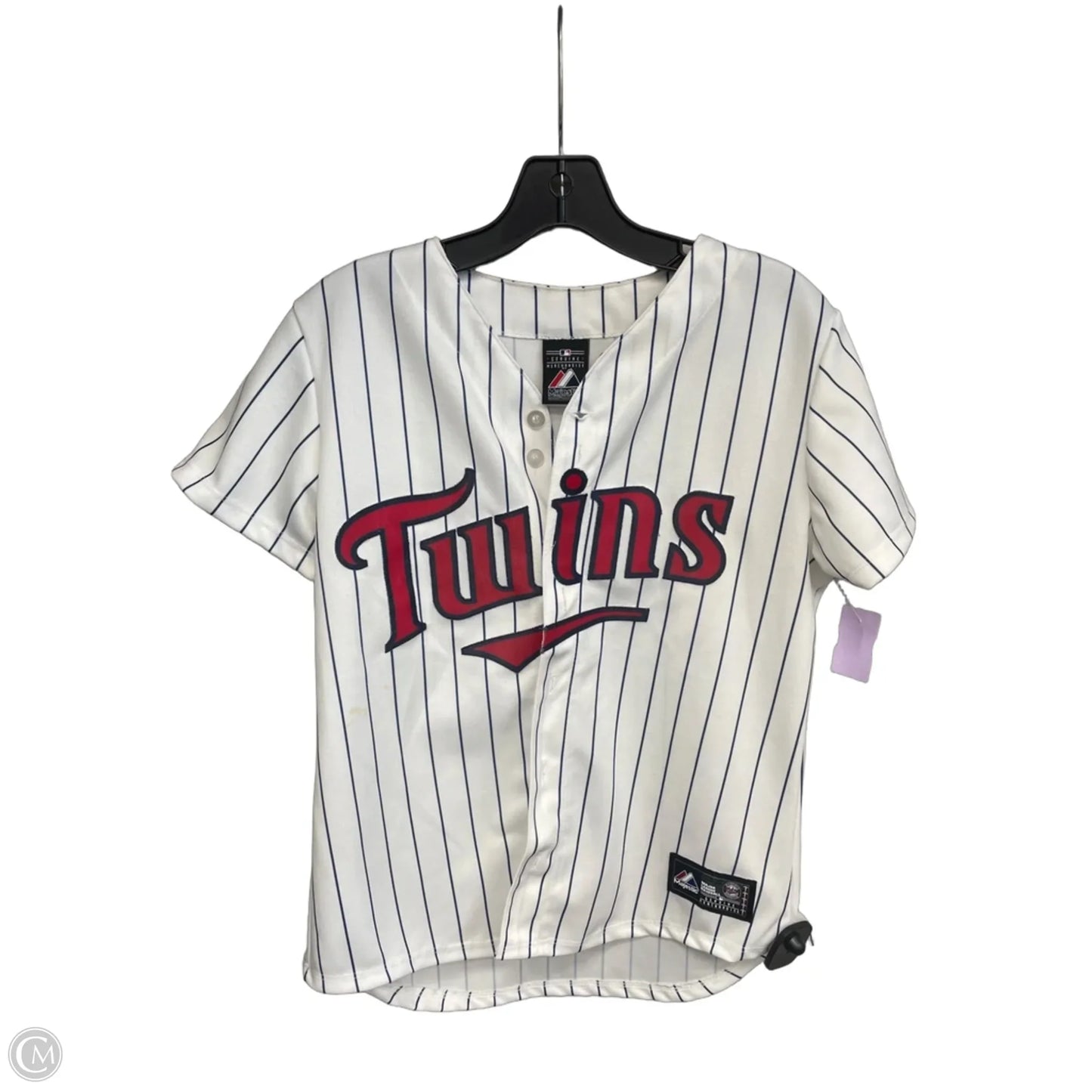 Athletic Top Short Sleeve By Majestic In Blue & Red & White, Size: M