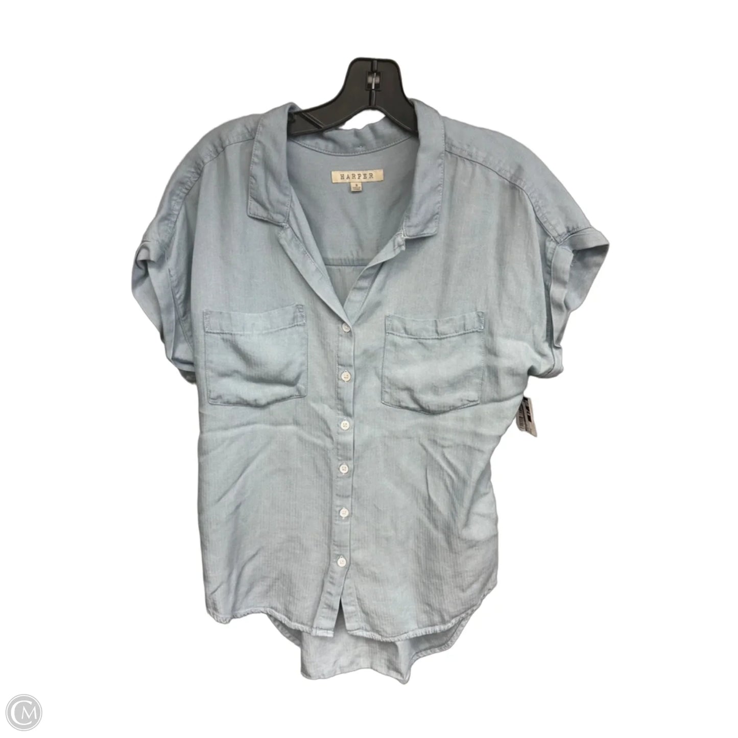 Top Short Sleeve By Harper In Blue, Size: S