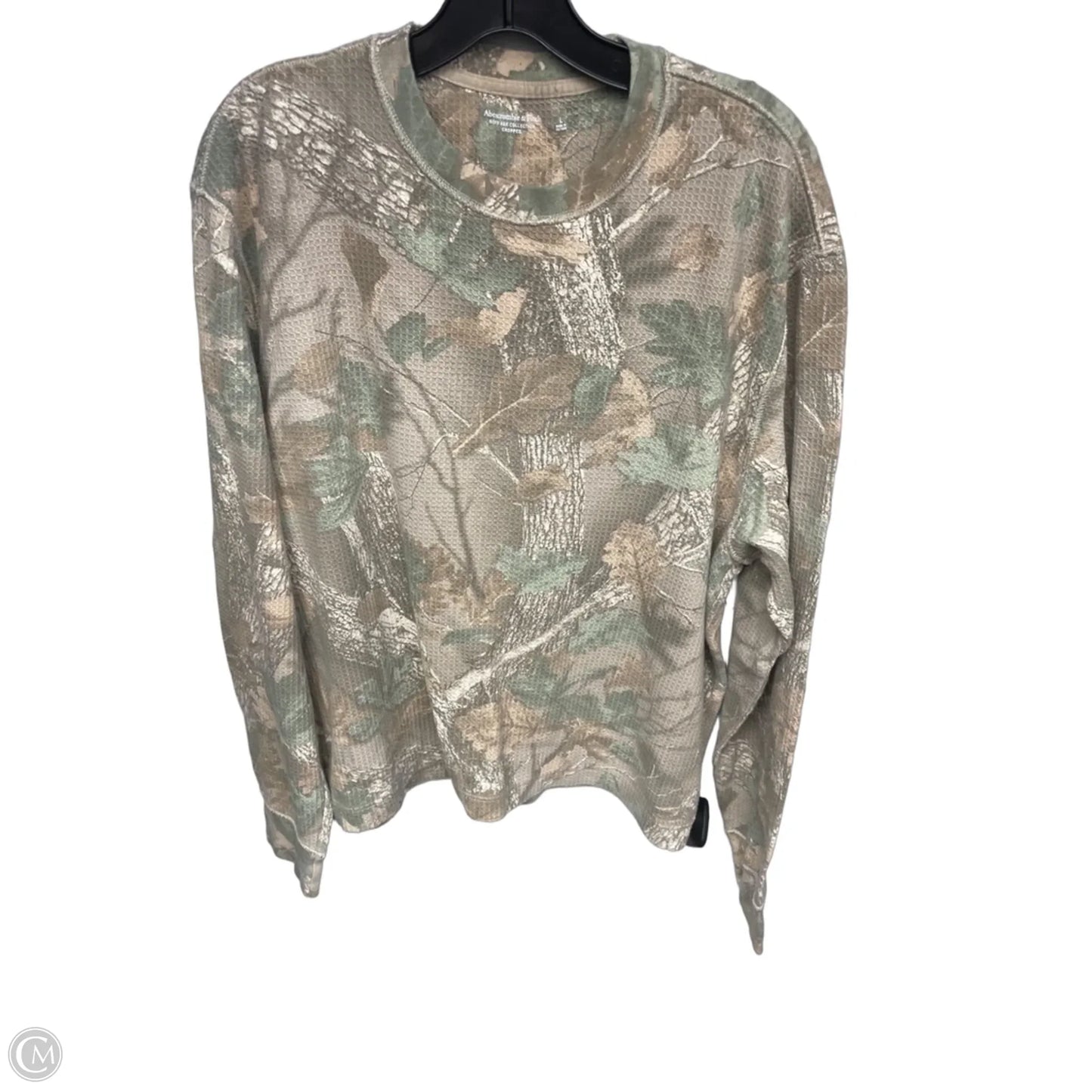Top Long Sleeve By Abercrombie And Fitch In Camouflage Print, Size: L