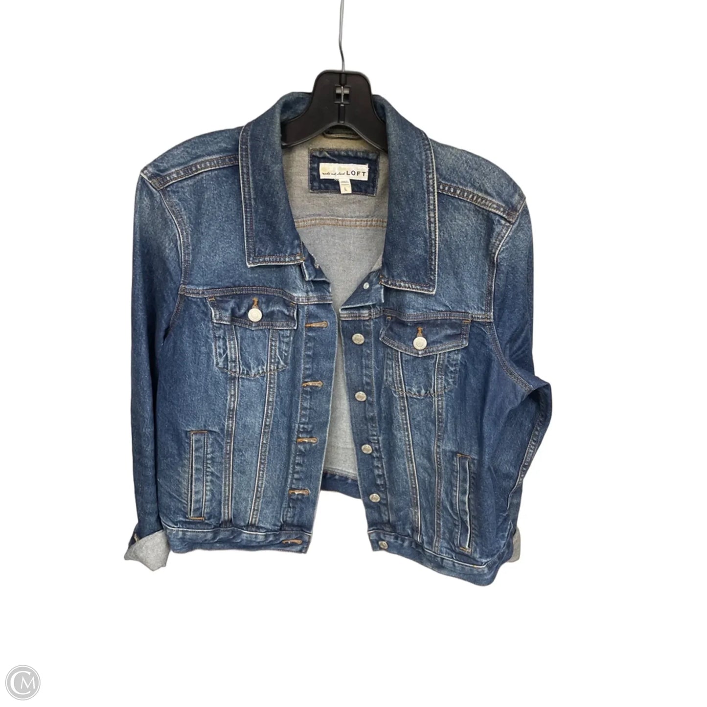 Jacket Denim By Loft In Blue Denim, Size: L