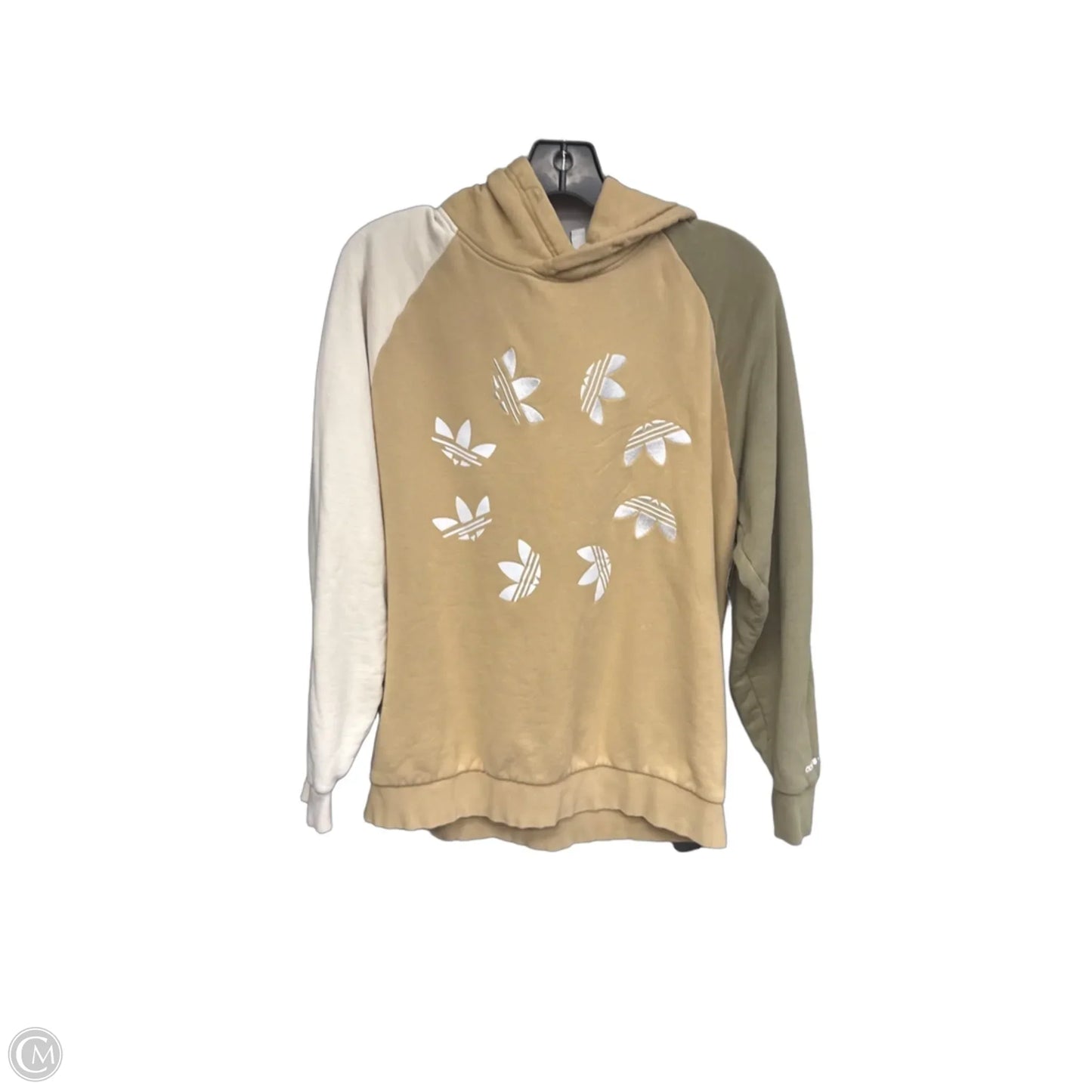 Athletic Sweatshirt Hoodie By Adidas In Green & Tan, Size: M