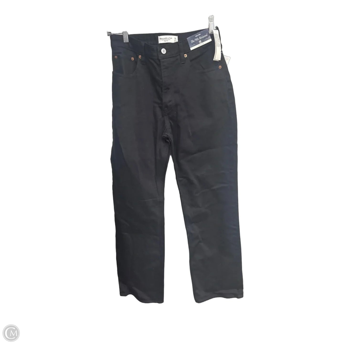 Jeans Straight By Abercrombie And Fitch In Black Denim, Size: 26
