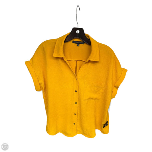 Top Short Sleeve By Adrienne Vittadini In Yellow, Size: L