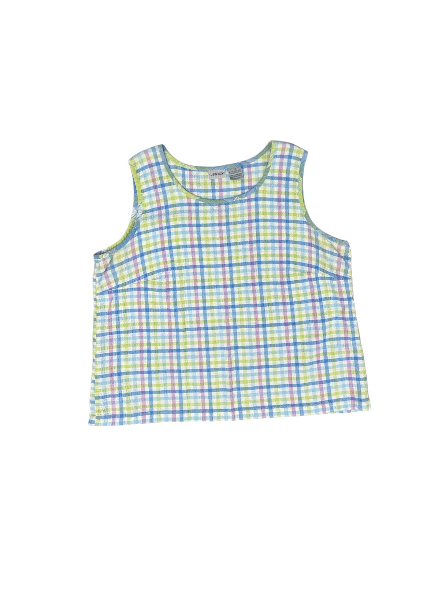 Plaid Pattern Top Sleeveless Cabin Creek, Size 2x