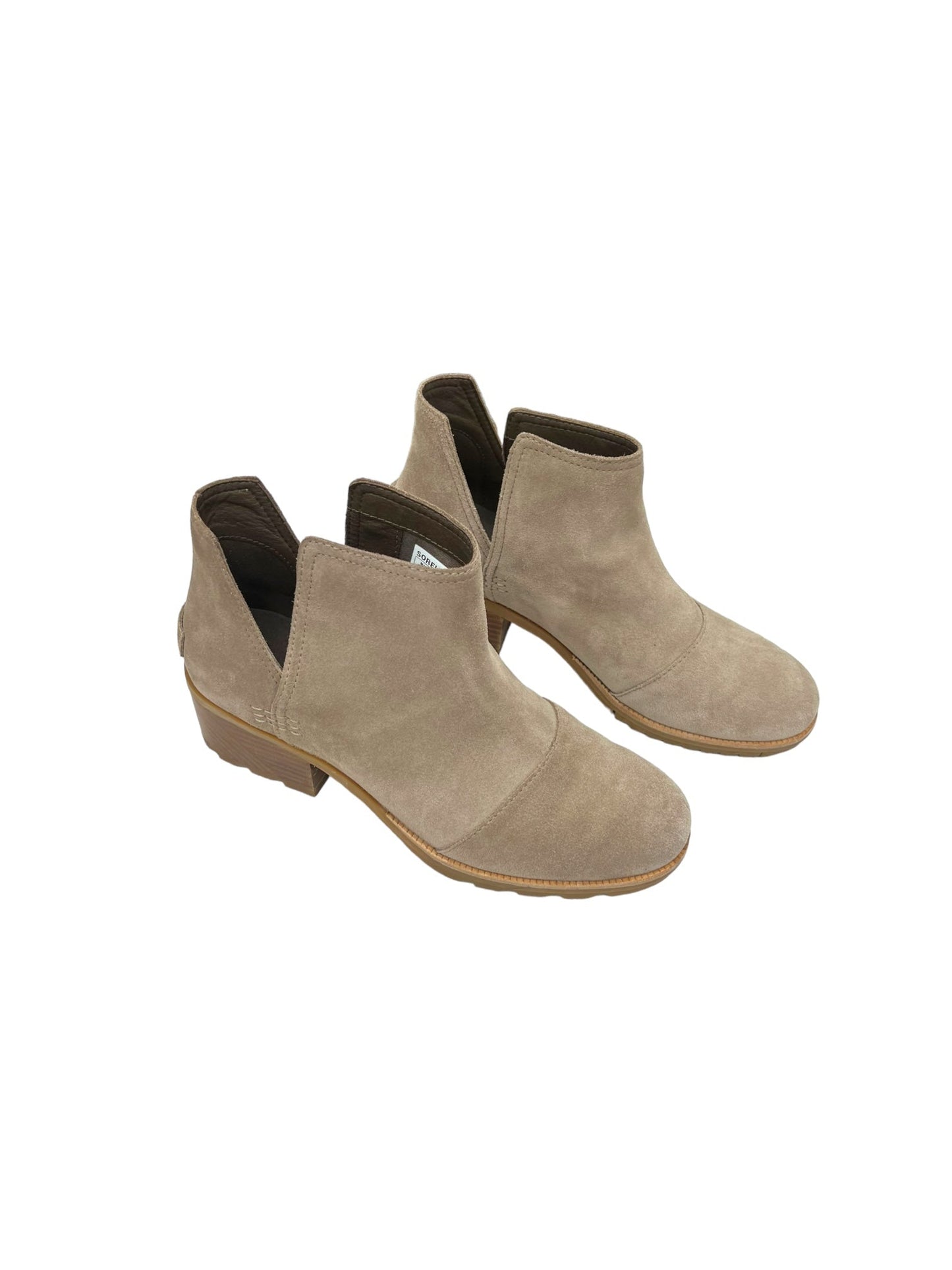 Beige Boots Ankle Heels Sorel, Size 8.5