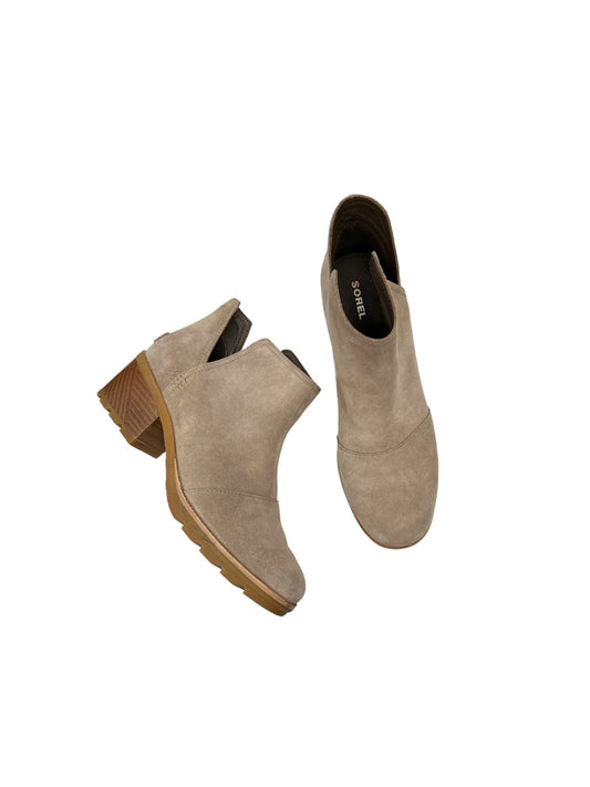 Beige Boots Ankle Heels Sorel, Size 8.5