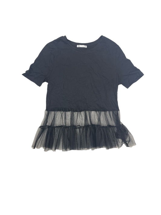 Black Top Short Sleeve Zara, Size S