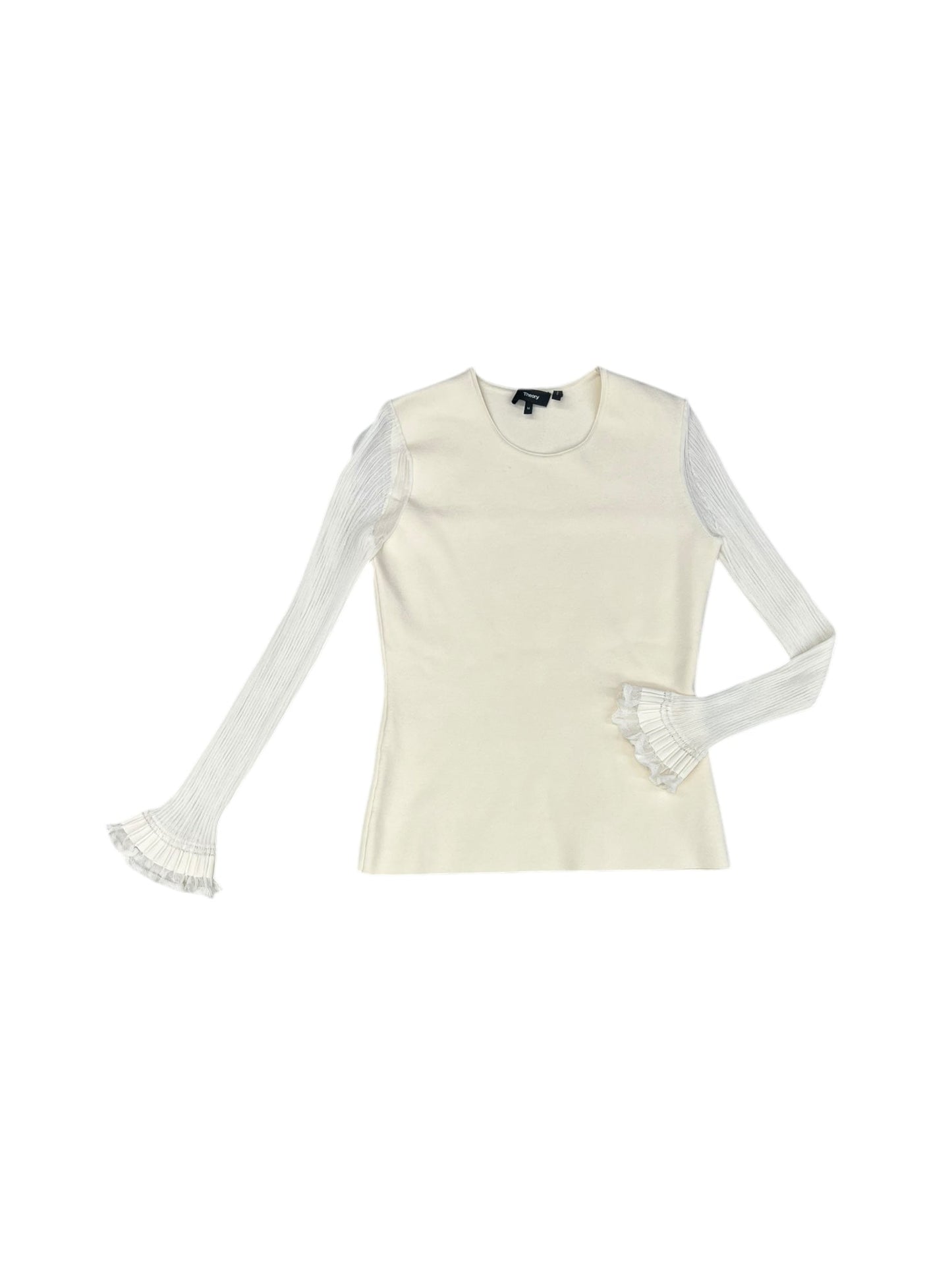 Top Long Sleeve By Theory In Cream, Size: M