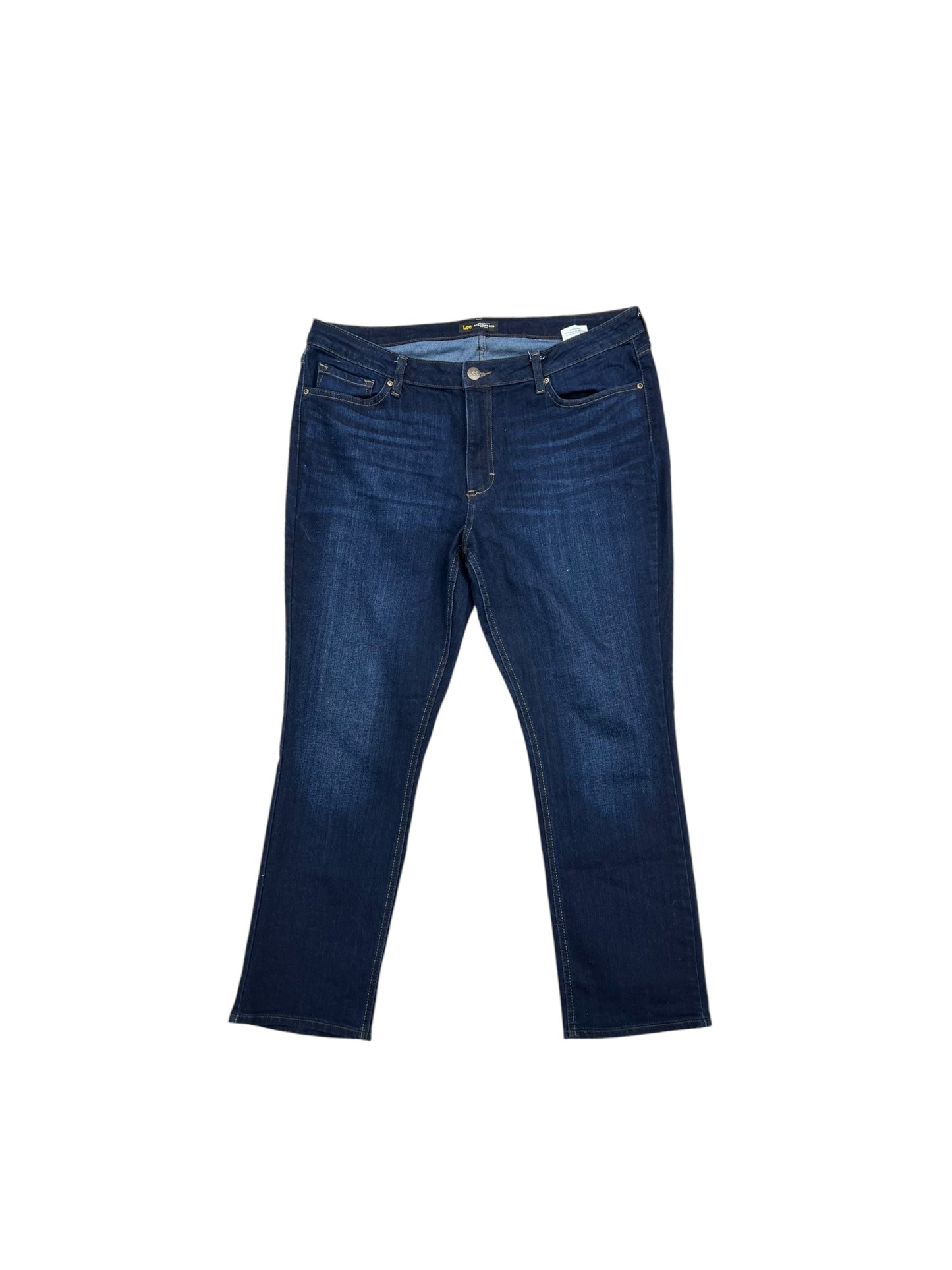 Jeans Straight By Lee In Blue Denim, Size: 18