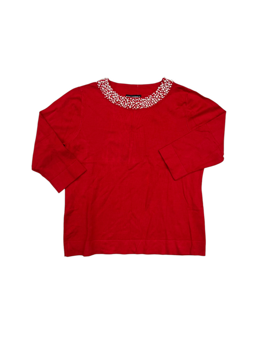 Sweater By Karl Lagerfeld In Red & White, Size: L