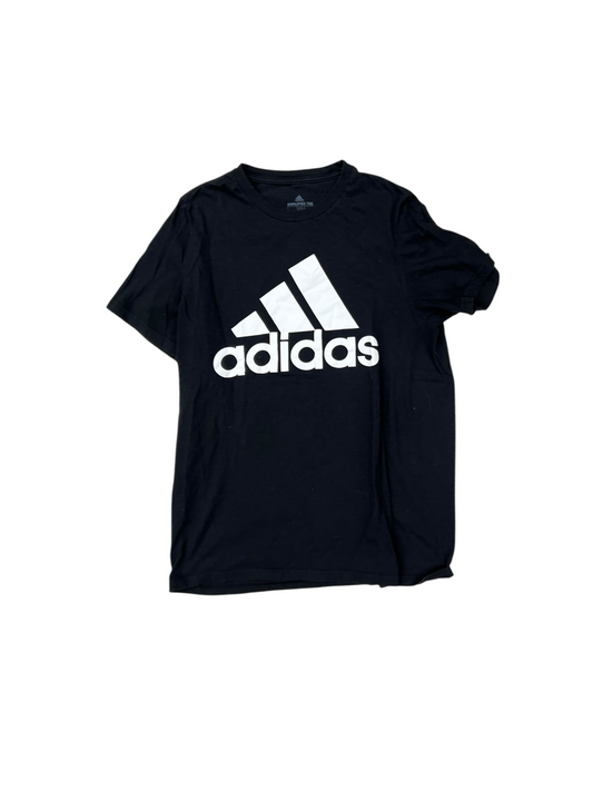 Athletic Top Short Sleeve By Adidas In Black & White, Size: M