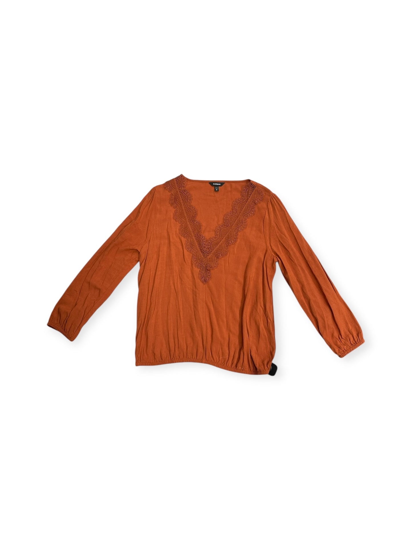 Top Long Sleeve By Express In Orange, Size: M