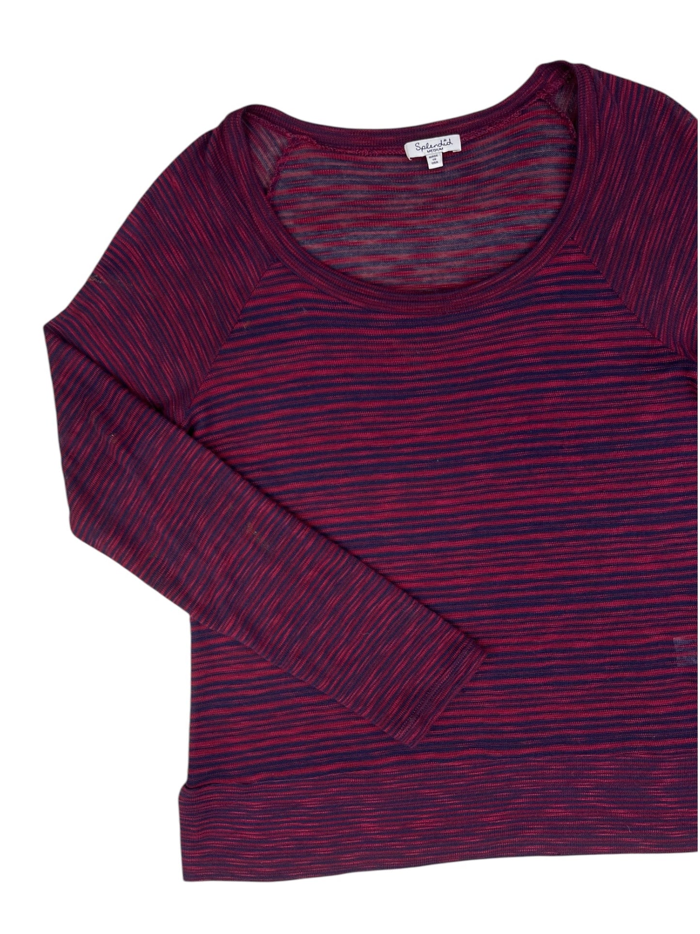 Top Long Sleeve By Splendid In Blue & Red, Size: M