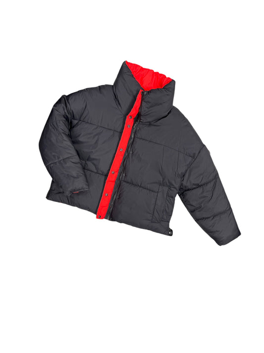 Jacket Puffer & Quilted By Calvin Klein In Black & Red, Size: L