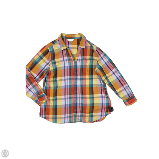 Top Long Sleeve By Christopher And Banks In Plaid Pattern, Size: Xl