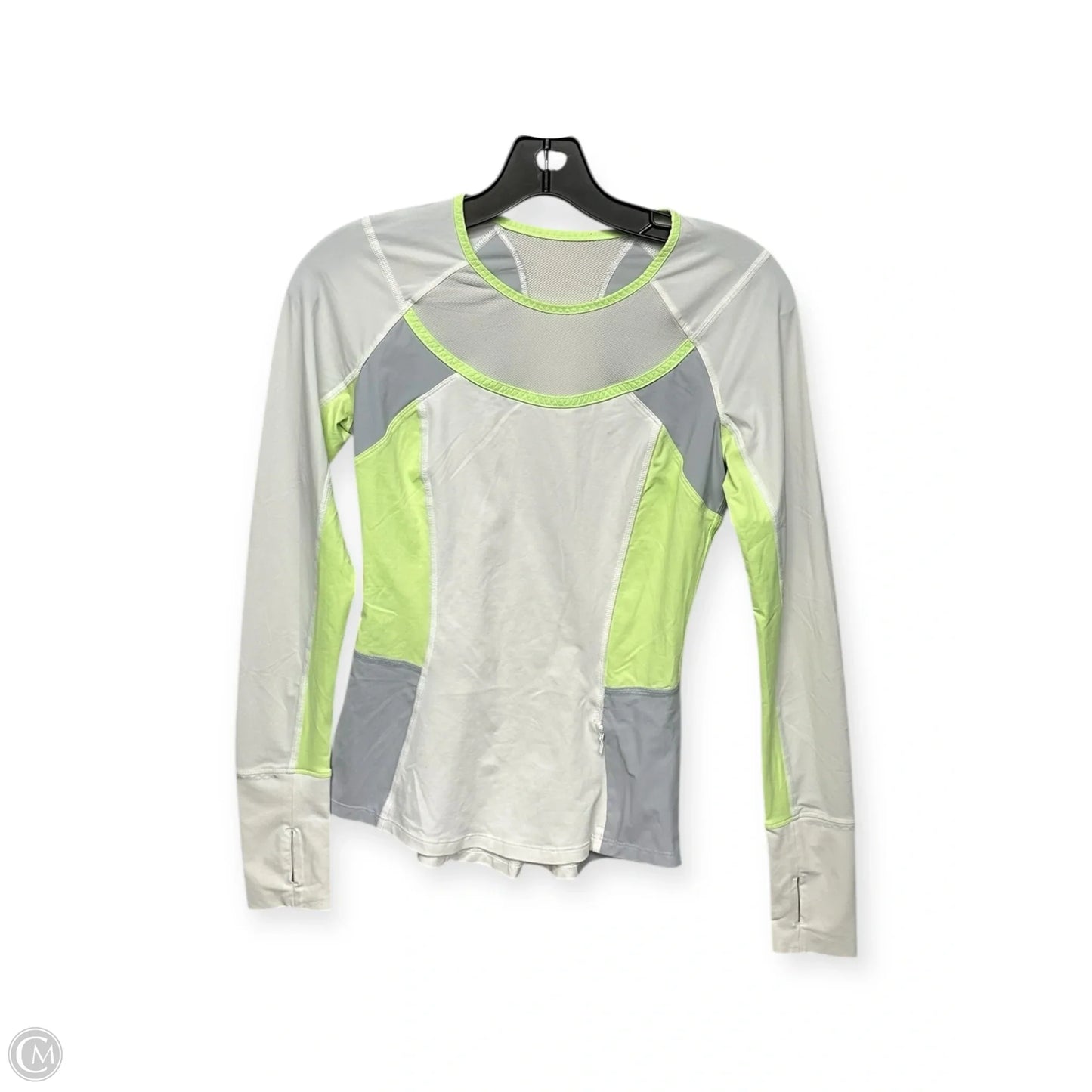 Athletic Top Long Sleeve Crewneck By Lululemon In White & Yellow, Size: 2