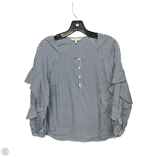Top Long Sleeve By 7 For All Mankind In Blue & White, Size: M