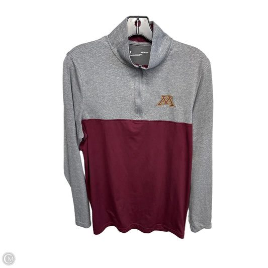 Athletic Top Long Sleeve Collar By Under Armour In Grey & Red, Size: L
