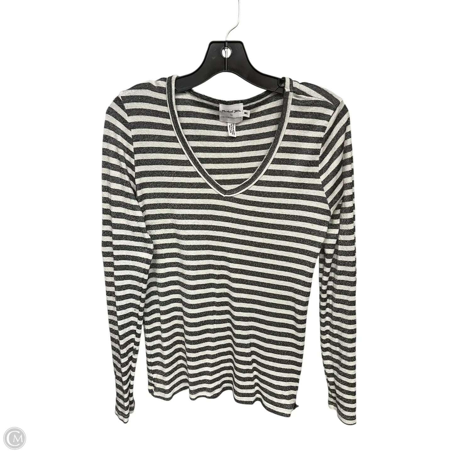 Top Long Sleeve By Michael Stars In Black & White, Size: M