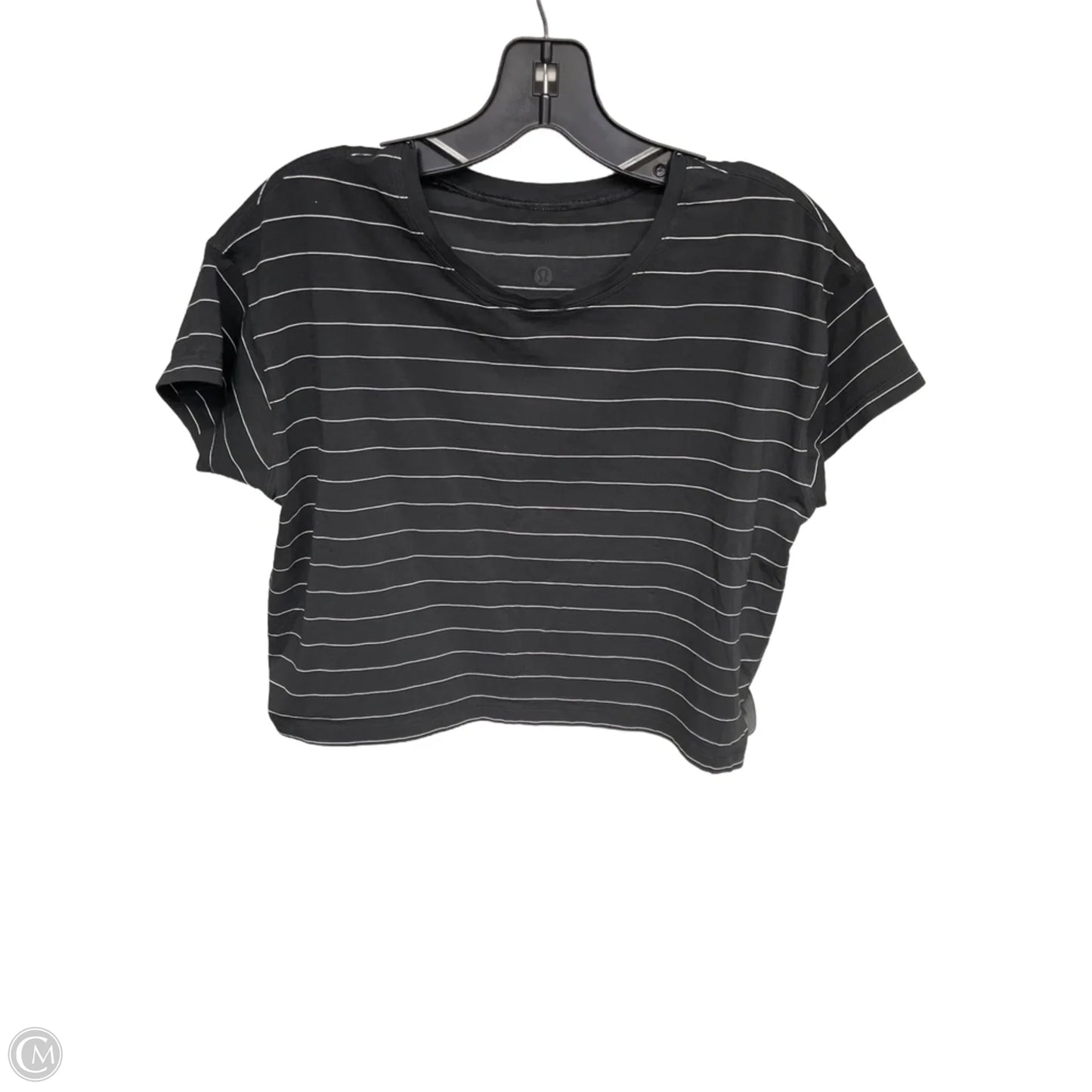 Athletic Top Short Sleeve By Lululemon In Black & White, Size: S