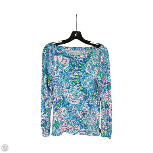 Top Long Sleeve Designer By Lilly Pulitzer In Blue & Pink, Size: M