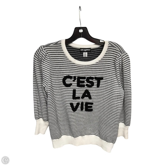 Top 3/4 Sleeve Designer By Karl Lagerfeld In Black & White, Size: M