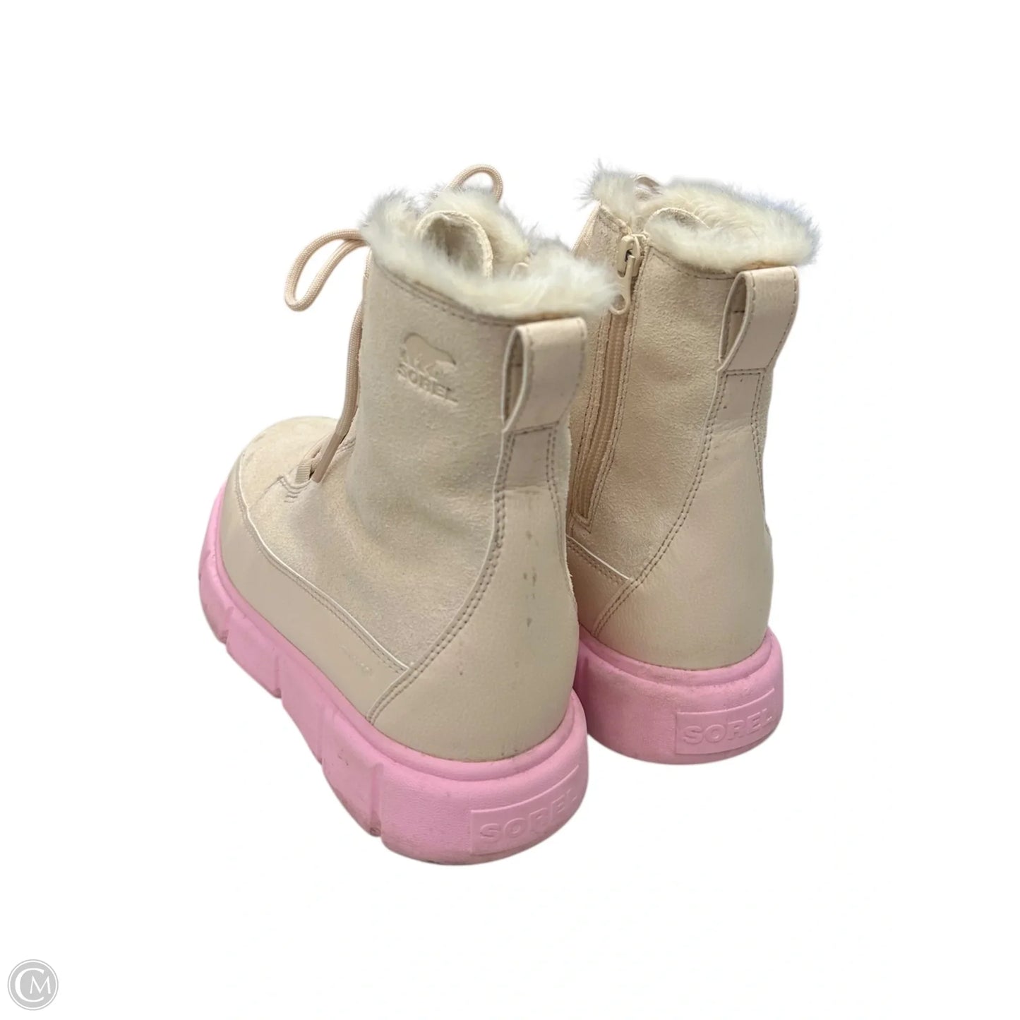 Boots Ankle Flats By Sorel In Cream & Pink, Size: 6