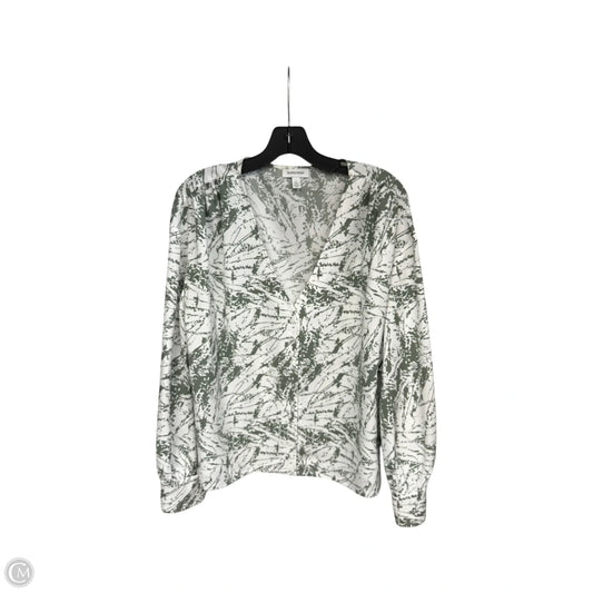 Top Long Sleeve By Nordstrom In Green & White, Size: L