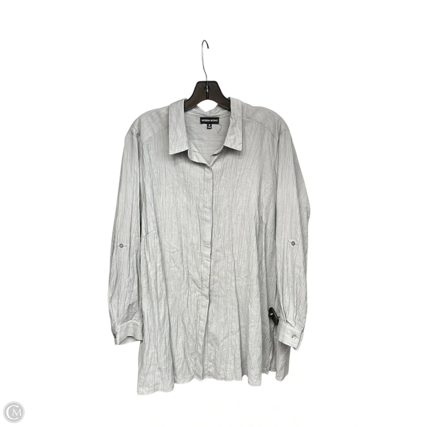 Top Long Sleeve By Modern Works In Grey, Size: 1x