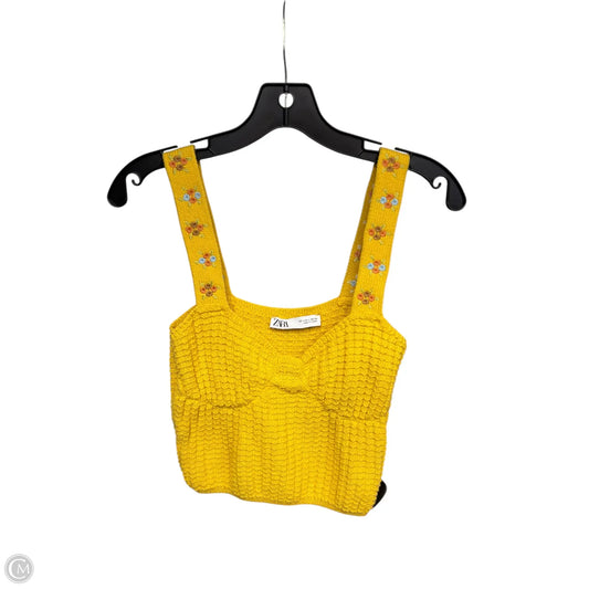 Top Sleeveless By Zara In Yellow, Size: L