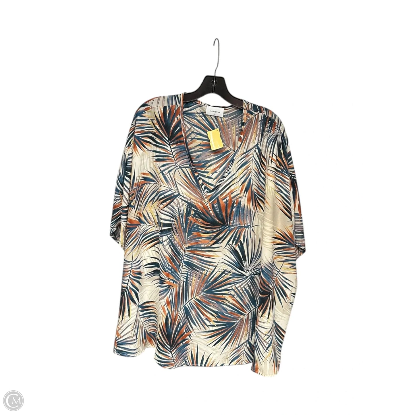 Top Short Sleeve By Adrienne In Blue & Orange, Size: L
