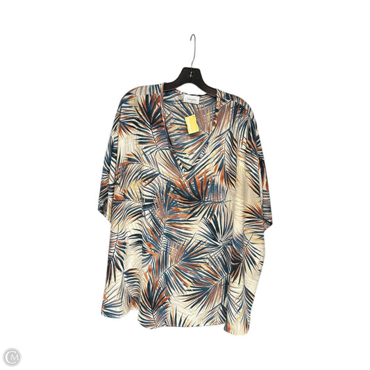 Top Short Sleeve By Adrienne In Blue & Orange, Size: L