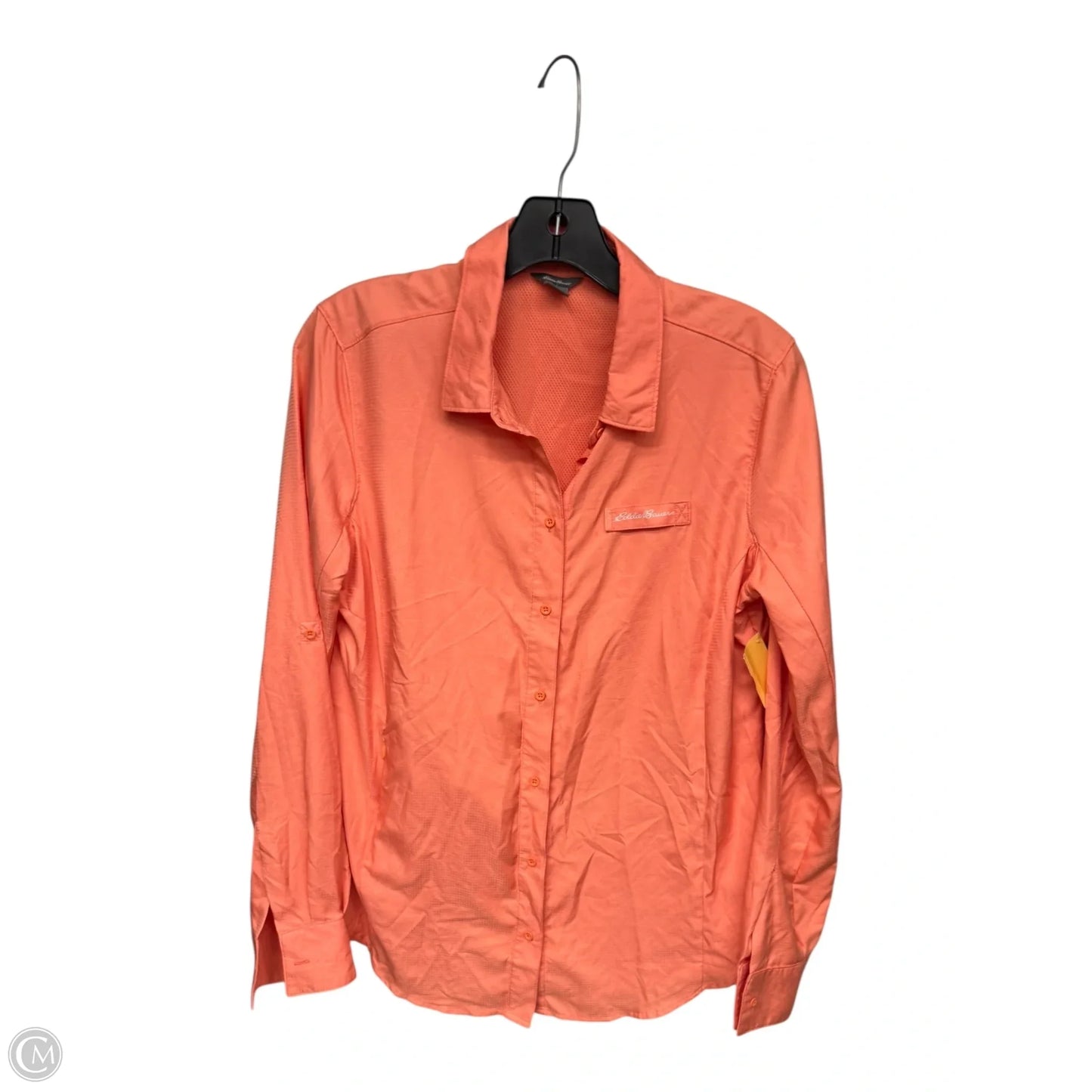 Athletic Top Long Sleeve Collar By Eddie Bauer In Orange, Size: M