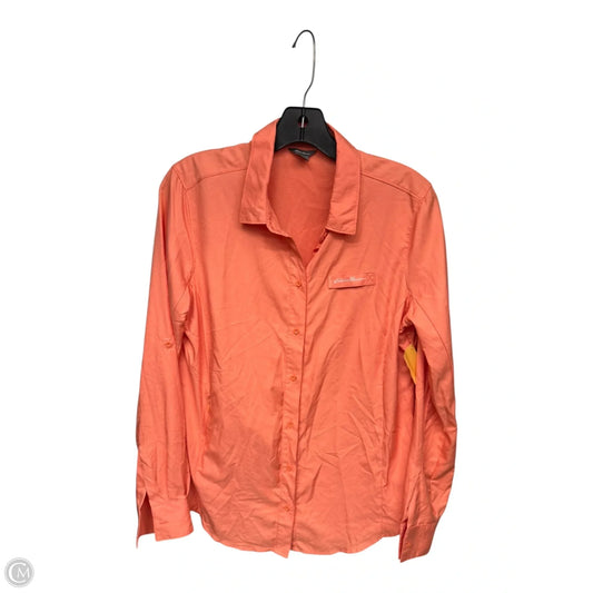 Athletic Top Long Sleeve Collar By Eddie Bauer In Orange, Size: M