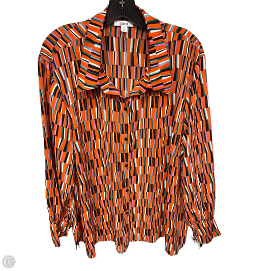 Top Long Sleeve By Bar Iii In Orange & White, Size: 3x